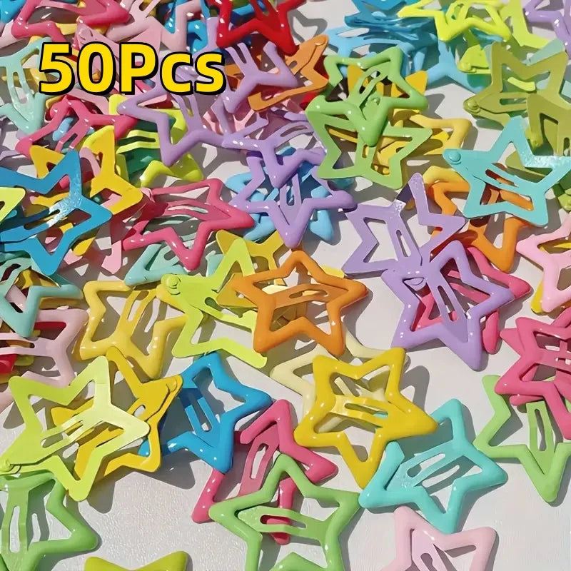 50Pcs Star-Shaped Alloy Hair Clips