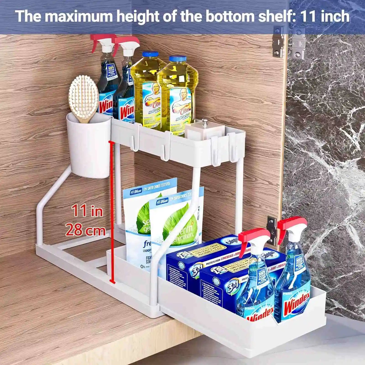 Space Saving 2 Tier Under Sink Organizer