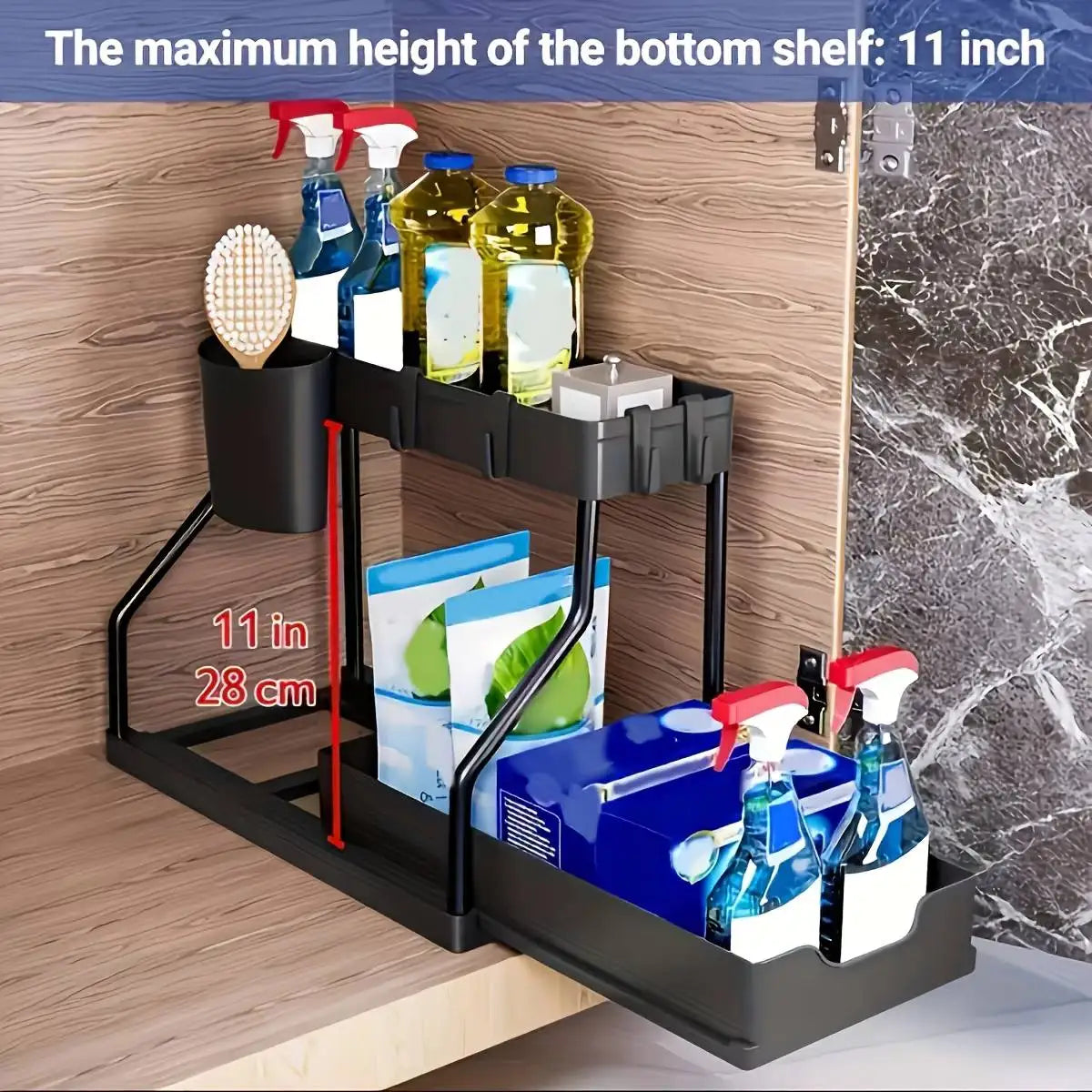 Space Saving 2 Tier Under Sink Organizer