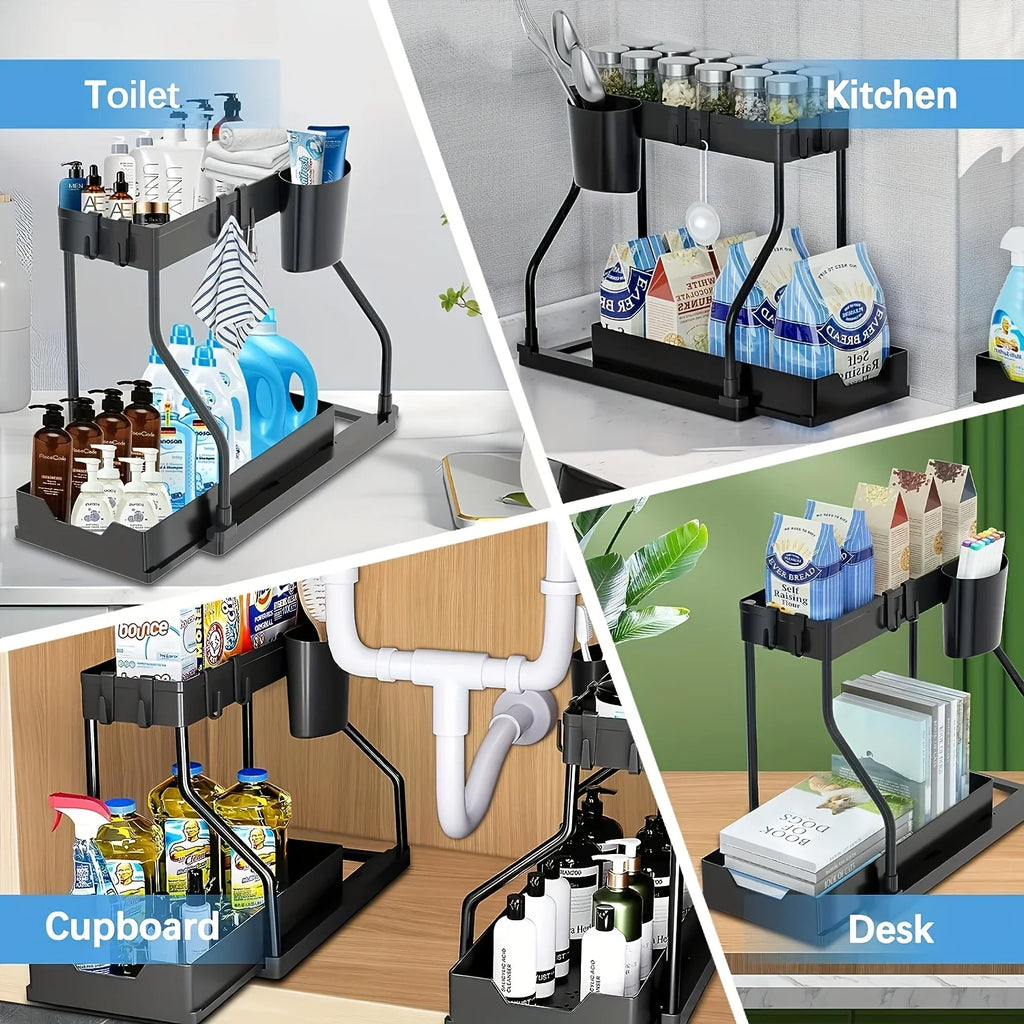 Space Saving 2 Tier Under Sink Organizer
