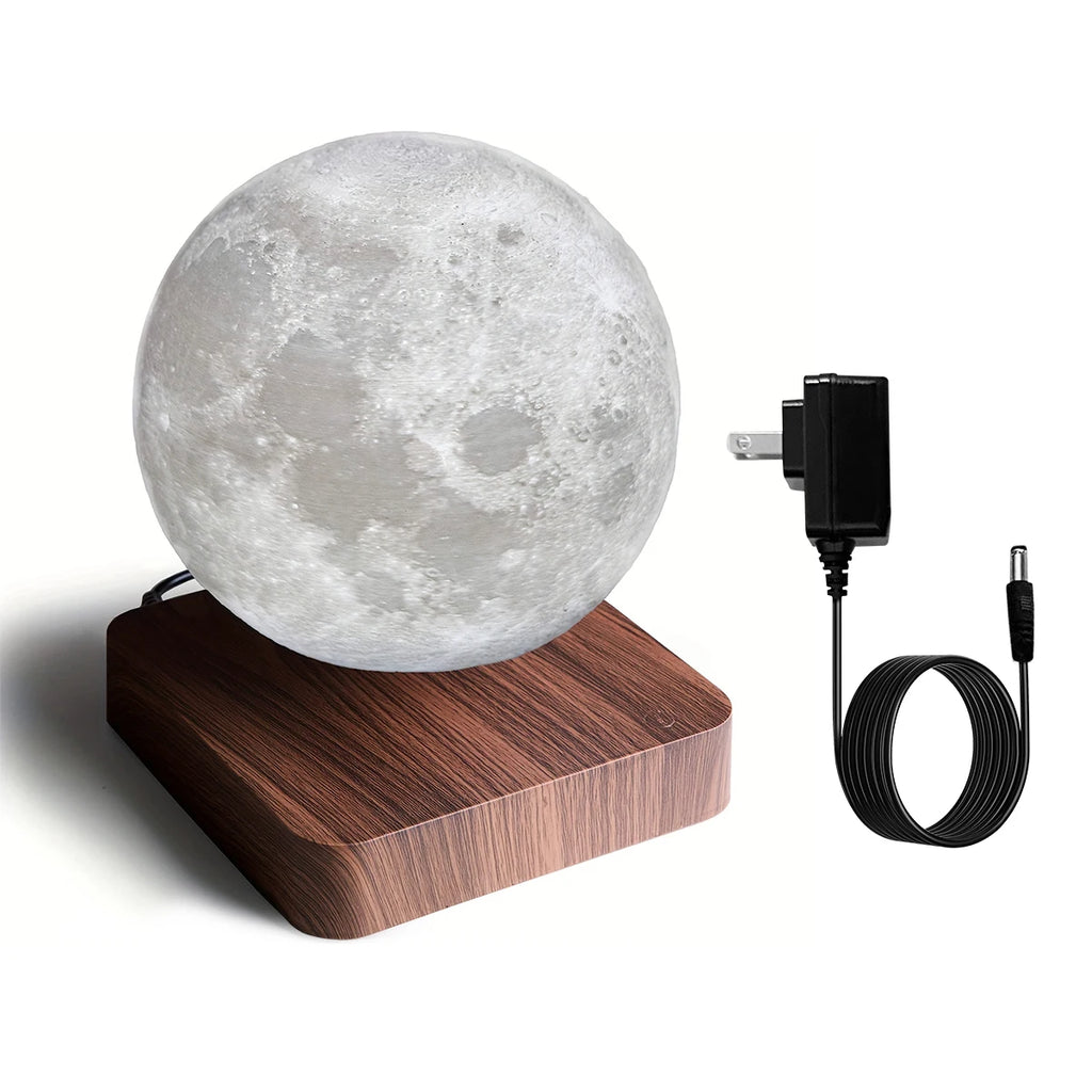 Magnetic Floating Rotating Moon Lamp with Wooden Base,
