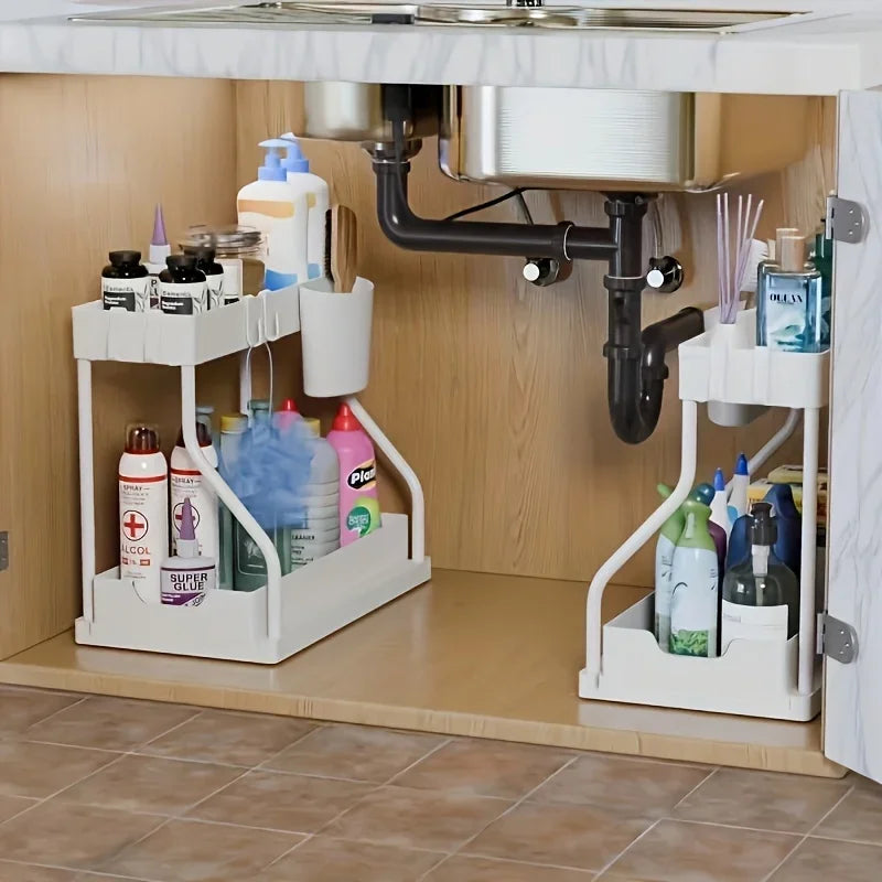 Space Saving 2 Tier Under Sink Organizer